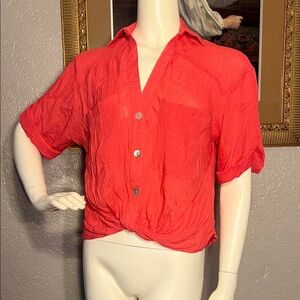 Lily Star Bright Red Button-Down Shirt